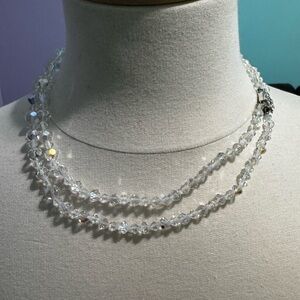 Elegant Crystal Beaded Necklace Vintagr Costume Jewelry
